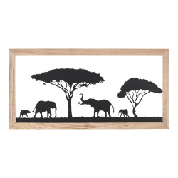 Ανάγλυφο τοίχου Ορθογώνιο Μοτίβο Ελέφαντα Μεταλλικό Μαύρο 30X1X60Cm 30X1X60Cm