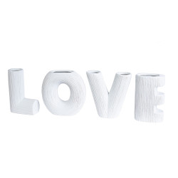 Βάζο ArteLibre 'LOVE' Λευκό Κεραμικό Υ15cm Σετ 4Τμχ