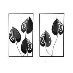 Ανάγλυφο τοίχου μοτίβο φύλλου μεταλλικό μαύρο 2 Ποικιλία 30X2X55Cm 30X2X55Cm