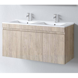 Σετ Πάγκου OMEGA 120cm με Διπλό Νιπτήρα χρ.BEIGE OAK S3BOM120BO0D