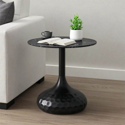 Βοηθητικό τραπέζι Fabron Inart μαύρο sintered stone Φ50x52εκ