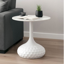 Βοηθητικό τραπέζι Fabron Inart λευκό sintered stone Φ50x52εκ