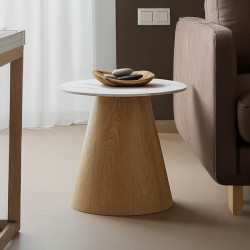 Βοηθητικό τραπέζι Soleire Inart λευκό μαρμάρου sintered stone-μεταλλική βάση Φ50x46εκ