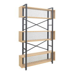 Βιβλιοθήκη Fifer pakoworld σε oak-μαύρη απόχρωση 120x28x185εκ