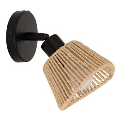 Φωτιστικό τοίχου-απλίκα Hender pakoworld σε φυσική-μαύρη απόχρωση Φ10x19.5εκ