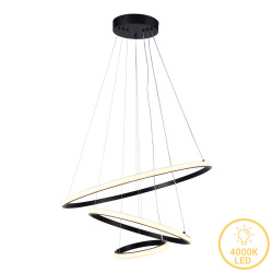 Φωτιστικό οροφής τρίφωτο led Pelia pakoworld μέταλλο σε μαύρη απόχρωση Φ60x40εκ