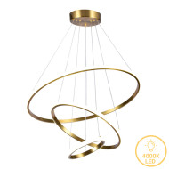 Φωτιστικό οροφής τρίφωτο led Pelia pakoworld μέταλλο σε χρυσή απόχρωση Φ60x40εκ