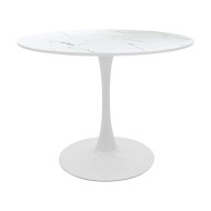 Tραπέζι Balou pakoworld mdf σε λευκή απόχρωση με όψη μαρμάρου Φ100x73εκ